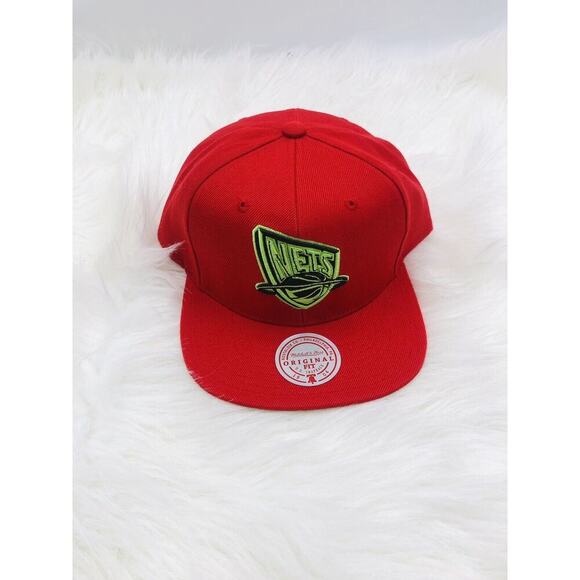 New Brooklyn Nets Mitchell & Ness Hat Reverse Grinch Team Snapback HWC Red Cap - Picture 2 of 5